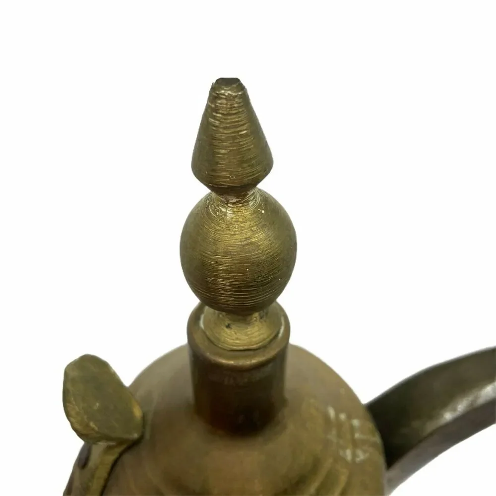 Brass Coffee Pot Vintage Aged Dallah Leather Handle Revited With Cap 15